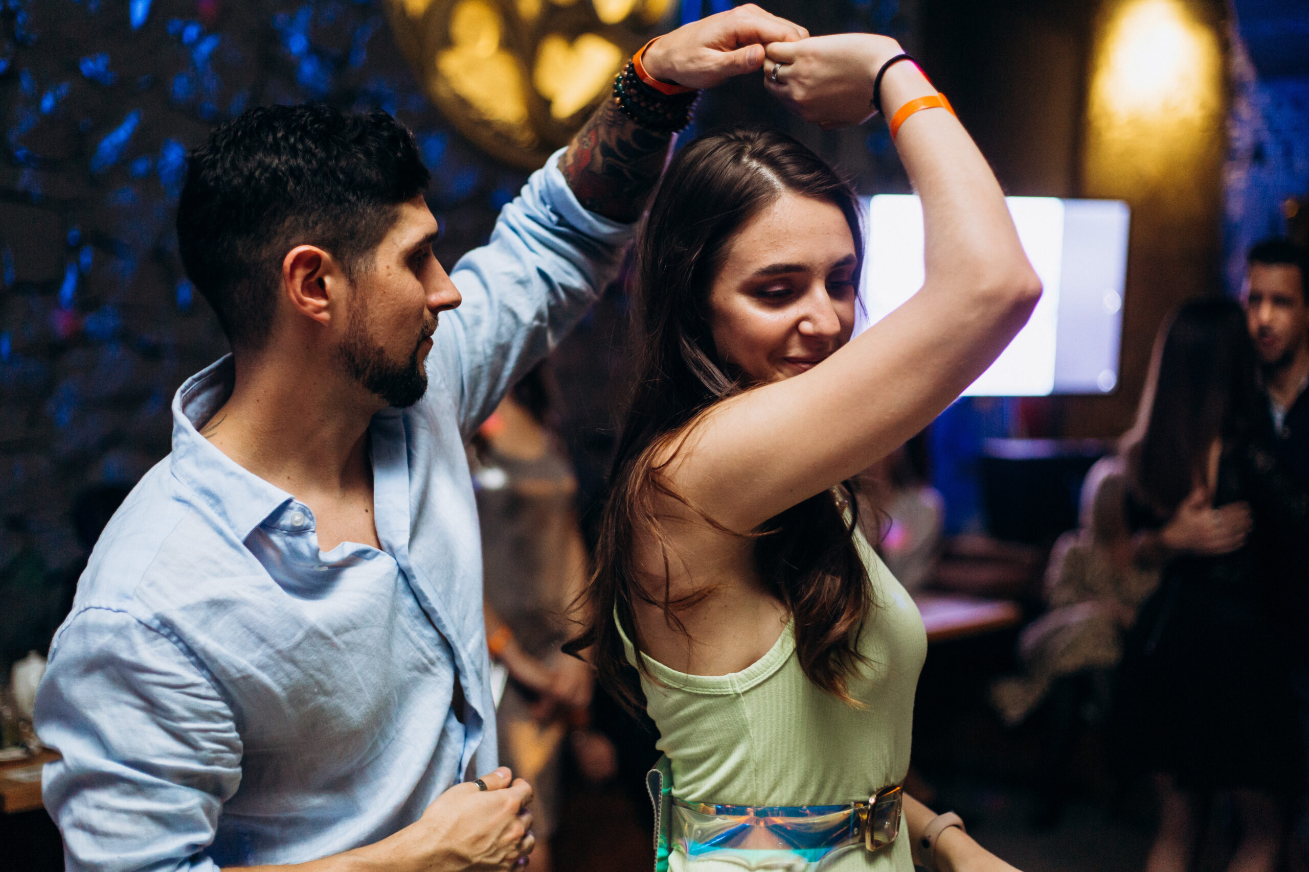 Kharkiv, Ukraine 11.12.21 People dancing bachata on the dance floor